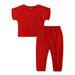 Baby Girl Cotton Clothes Baby Autumn Clothes Girl Toddler Kids Baby Girls 2 Pieces Tracksuit Summer Outfits Solid Short Sleeve T Shirt Sweatshirt Tops Long Pants Set Bow Set Girl