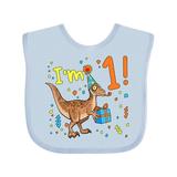 Inktastic I m 1 Festive Birthday Dinosaur with Confetti and Present Boys or Girls Baby Bib