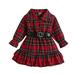 Dress Size 12 Kids Modern Dresses for Girls Toddler Girls Long Sleeve Ruffles Plaid Prints Dress Belt Set Dress Little Girl