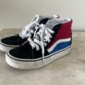 Vans Shoes | Kids Size 13 Vans Sk8 Hi Top Sneakers, Black + Red + White + Blue Guc | Color: Black | Size: Unisex 13 Youth