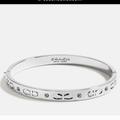 Coach Jewelry | Coach Signature Hinged Bangle Bracelet Silver | Color: Silver | Size: Diameter 2.5” X 2.5”