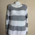 American Eagle Outfitters Sweaters | American Eagle Sweater Women's Medium Stripes Gray Jegging Fit Size Large | Color: Gray/White | Size: L