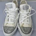 Converse Shoes | Converse All Star White Glitter Lace Up Sneakers Shoes Size 8 | Color: Silver/White | Size: 8