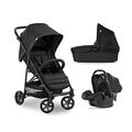 Hauck Rapid 4 Trioset Travel System, Black - Pushchair - Pram, Carry Cot & Car Seat, Compact & Foldable, with Raincover