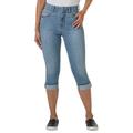 K Jordan Curvy Cuffed Denim Capri (Size 18W) Light Vintage Wash, Cotton,Polyester,Spandex