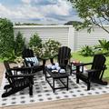 Beachcrest Home™ Shavon 7-Piece Outdoor Patio Adirondack Chair & Coffee Table, End Table Conversation Set Wicker/Rattan in Black | Wayfair