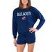 Women's Concepts Sport Navy Columbus Blue Jackets Gather Long Sleeve Top & Shorts Set