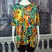 Lularoe Tops | Lularoe Sz M Vibrant Colorful Floral Print High Low Hemline 1/2 Sleeve Tunic | Color: Blue/Yellow | Size: M