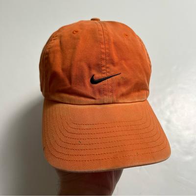Nike Accessories | 031 - Vintage 90s Nike Air Swoosh Orange Embroidered Strap Back Cap Hat | Color: Black/Orange | Size: Os