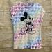 Disney Tops | Disney Parks Size M T Shirt Rainbow Mickey Mouse Peace Signs Hearts Glitter | Color: Blue/Pink | Size: M