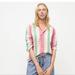 J. Crew Tops | J. Crew Rainbow Striped Linen Blend Women’s Button Down Shirt. Nwt. Size 10. | Color: Green/Pink | Size: 10