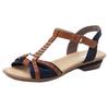 Sandalette RIEKER, Damen, Gr. 37, blau (nachtblau, cognac), Textil, Lederimitat, elegant, Schuhe, Sommerschuh, Sandale, Keilabsatz, in zweifarbiger Optik