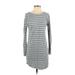 Ann Taylor LOFT Outlet Casual Dress - Sheath Crew Neck 3/4 sleeves: Gray Color Block Dresses - Women's Size X-Small