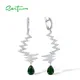 SANTUZZA – boucles d'oreilles longues en argent Sterling 925 pour femmes en verre vert scintillant