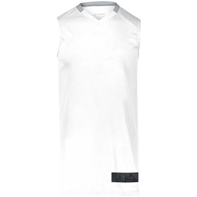 Augusta Sportswear 1730 Athletic Step-Back Basketball Jersey T-Shirt in White/Silver size Small | Polyester