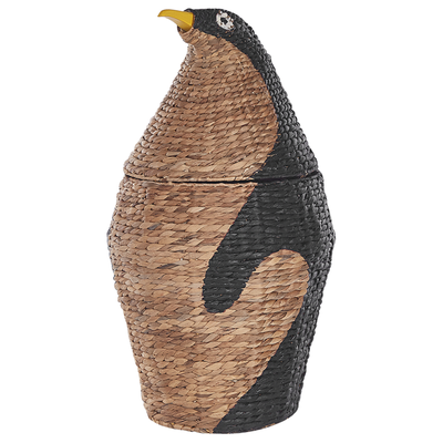 Aufbewahrungskorb Natur aus Wasserhyazinthe Pinguin Form 68 cm Spielzeugkorb für Kinderzimmer