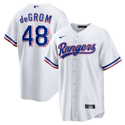 Texas Rangers Nike Official Replica Home Jersey - Mens with Degrom 48 printing