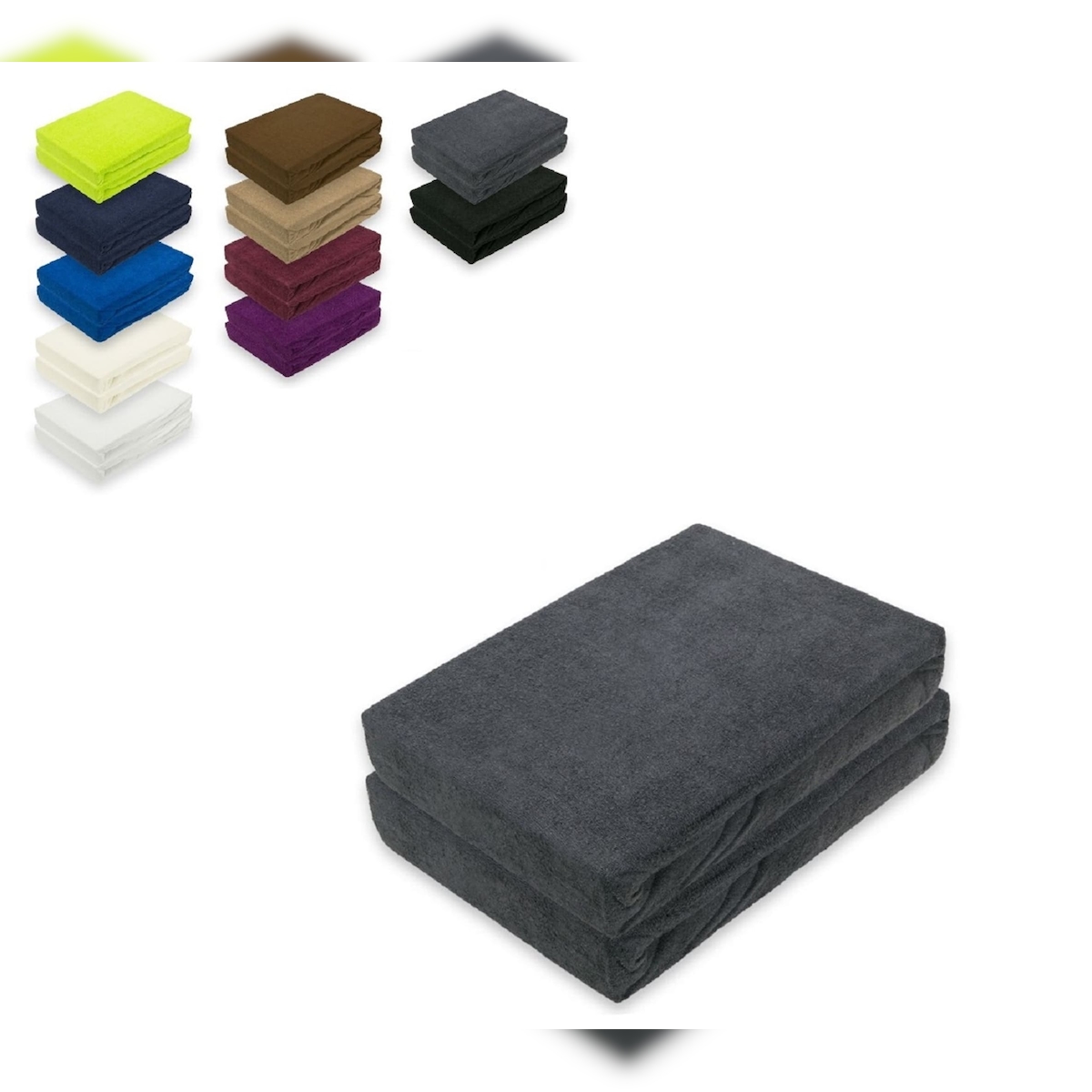 EXKLUSIV HEIMTEXTIL Doppelpack Frottee Spannbettlaken 90 - 100 x 200 cm Anthrazit Image