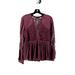 American Eagle Outfitters Tops | American Eagle Outfitters Women's Burgundy Long Sleeve Ruffled Lace Top Size Xs | Color: Purple/Red | Size: Xs