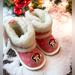 Disney Shoes | Disney Baby Minnie Mouse 9-12 Months Booties Pink Holiday Boots | Color: Cream/Pink | Size: 9-12 Months