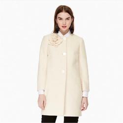 Kate Spade Jackets & Coats | Kate Spade Tweed Cream With Flower Brooch Coat | Color: Cream | Size: 2