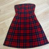 American Eagle Outfitters Dresses | American Eagle Outfitters Casual Strapless Plaid Dress 70% Wool | Color: Blue/Red | Size: 0j