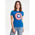 T-Shirt LOGOSHIRT "Print Marvel Comics Captain America" Gr. S, blau Damen Shirts Print