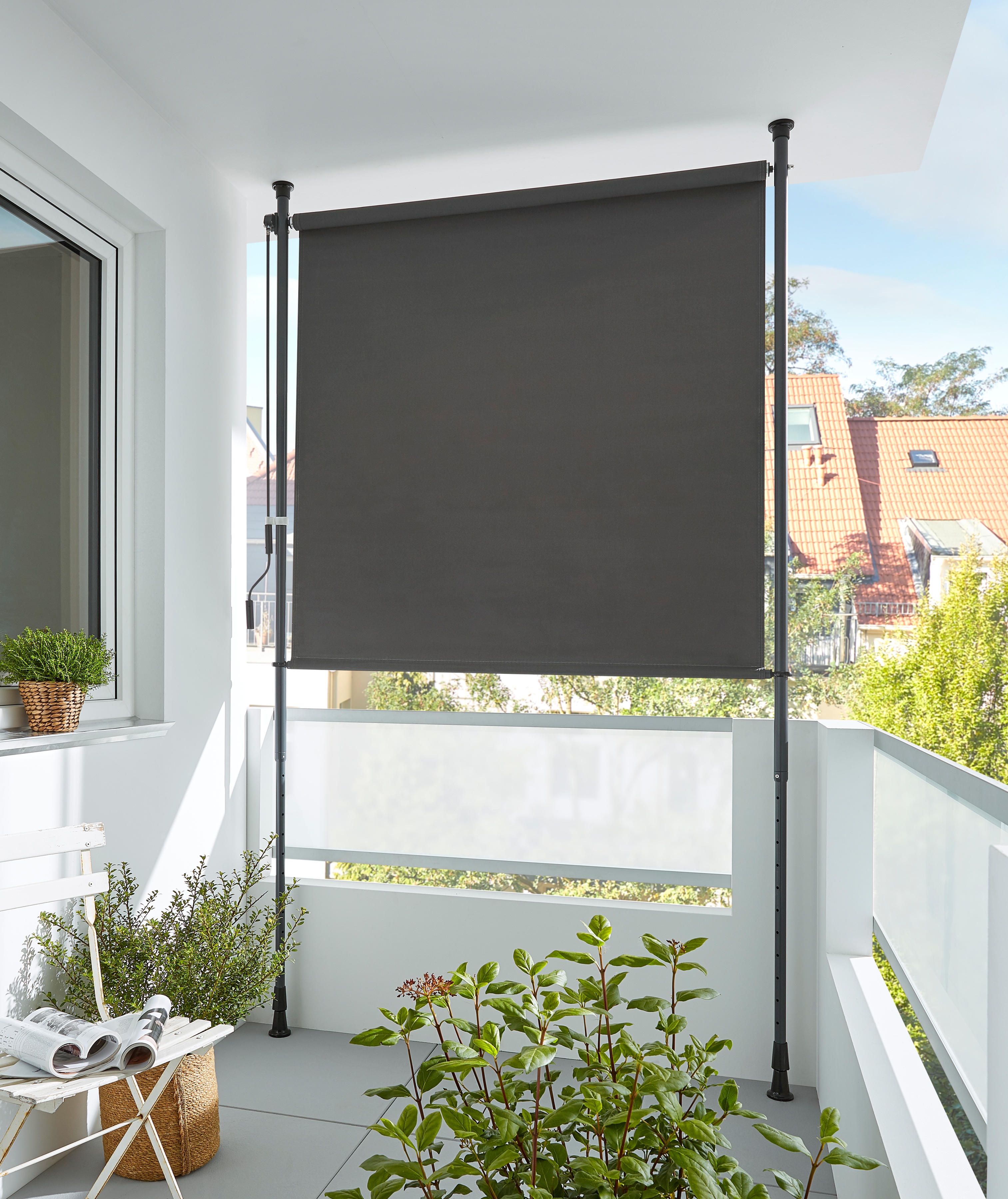 Senkrechtmarkise KONIFERA "Klemmmarkise", grau (anthrazit), B:150cm H:225cm, Polyacryl, Markisen, BxH: 150x225 cm, mit Teleskop-Funktion Image