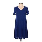 Apt. 9 Casual Dress - Shift V Neck Short sleeves: Blue Print Dresses - Women's Size X-Small