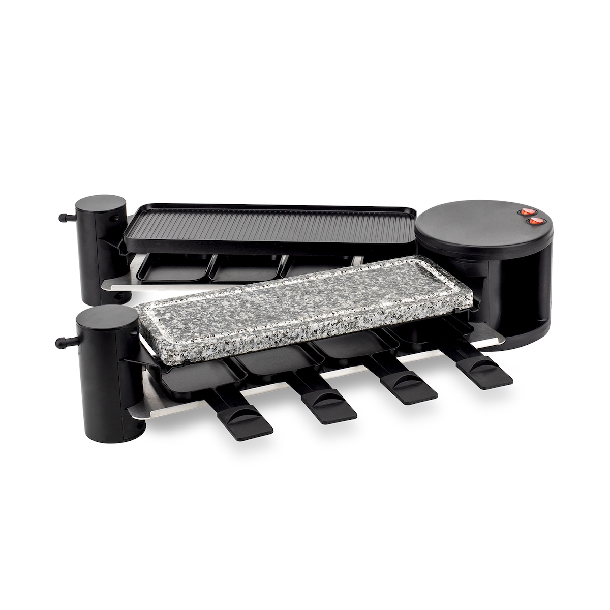 H.Koenig RP360 Raclette / 8 Personen / 4 Funktionen / 360° Drehgelenk / klappbar / 1200 W / Schwarz Image