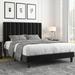 Full Bed Frame/Velvet Upholstered Bed Frame W/ Tufted Headboard, Black