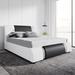 King Modern Deluxe Bed Frame with Iron Decor, Black W/ White Sides