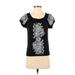 INC International Concepts Short Sleeve Top Black Solid Scoop Neck Tops - Women's Size P Petite