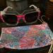 Lilly Pulitzer Accessories | Brand New Lilly Pulitzer Square Sunglasses With Case | Color: Blue/Pink | Size: Os