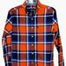 American Eagle Outfitters Shirts | American Eagle Outfitters Men's Multicolor Plaid Long Sleeve Shirt Size Xs | Color: Blue/Orange | Size: Xs