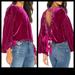 Free People Tops | Free People Velvet Open Back Shirt Medium Nwt | Color: Pink | Size: M