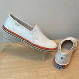 Kate Spade Shoes | Kate Spade X Keds Double Decker Twill White Slip On W/ Multicolored Sole- New | Color: White | Size: 9