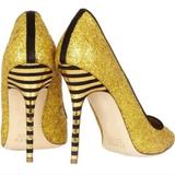 J. Crew Shoes | J. Crew Collection Roxie Yellow Gold Glitter Pumps 8.5 | Color: Black/Gold | Size: 8.5