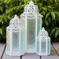 Vela Lanterns Moroccan Style Decorative Candle Lantern Set of 3, White