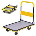COSTWAY 150kg/300kg Folding Platform Trolley, Heavy Duty Hand Sack Truck with Handle & Bumper Strips, Rolling Flatbed Cart Dolly for Easy Transportation and Heavy Lifting (91x61x89cm, 300kg Capacity)