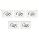 LITECRAFT 5 Pack of IP65 Rated Tiltable Square Recessed Spotlight Downlighter (White, Pack of 5)