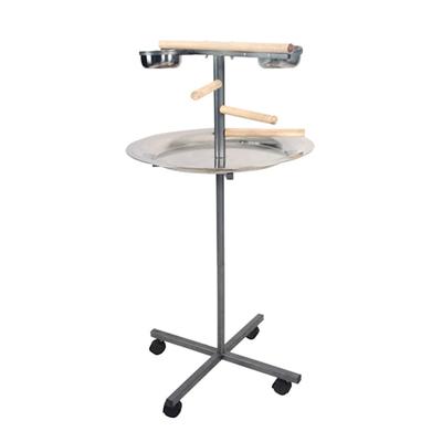 A&E Cage Company Platinum Round Playstand with Wooden Steps, 24" L X 24" W X 45" H