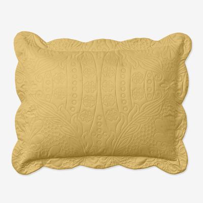 Lily Damask Embossed Sham by BrylaneHome in Butter (Size STAND) Pillow