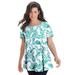 Plus Size Women's Swing Ultimate Tee with Keyhole Back by Roaman's in Emerald Paisley Vines (Size 4X) Short Sleeve T-Shirt