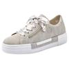 Plateausneaker RIEKER, Damen, Gr. 35, grau (hellgrau), Nubuklederimitat, sportlich, Schuhe Damenschuh Plateausneaker Skaterschuh Sneaker, mit Zier-Reißverschluss, Freizeitschuh, Halbschuh, Schnürschuh, Topseller