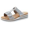 Pantolette RIEKER, Damen, Gr. 43, silber (silberfarben), Lederimitat, metallic, sportlich, Schuhe, Keilabsatz, Sommerschuh, Schlappen für den Sommer