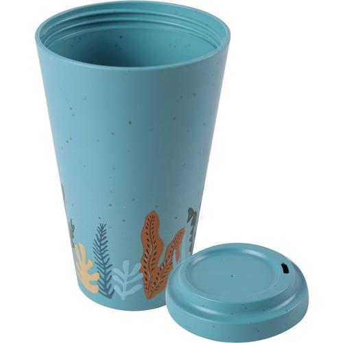 „Becher AWAVE „“AWAVE““ Trinkgefäße Gr. Ø 9,5 cm x 15,5 cm 400 ml, blau (türkis) Kaffeebecher und Kaffeetassen mit rPET, 400 ml“