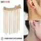 Boucles d'oreilles longues à clips pour femmes accessoires oreille droite strass bijoux à la