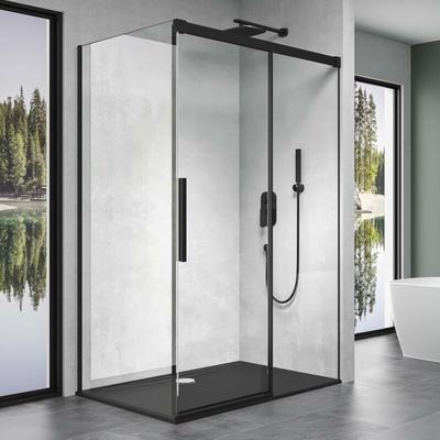 Doporro - Duschkabine Rav12 Schwarz 90x130x195cm Eckdusche Rechts-oder Linkseinstieg Image