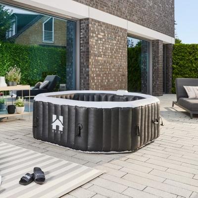 Home Deluxe - Outdoor Whirlpool - Drop - Farbe: Schwarz, ⌀ 185 cm, Höhe 65 cm, 130 Luftdüsen